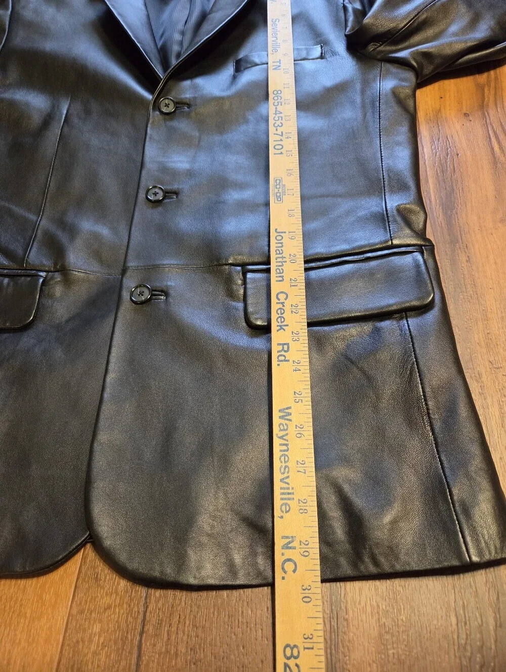 Macy's Soft Black Leather Blazer.  Single-Breasted Jacket. Sz 40S Unisex